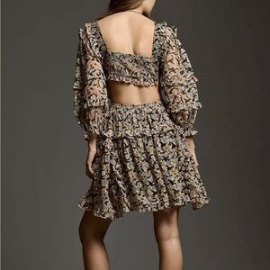 Anthropologie V-neck Ruffle cutout dress